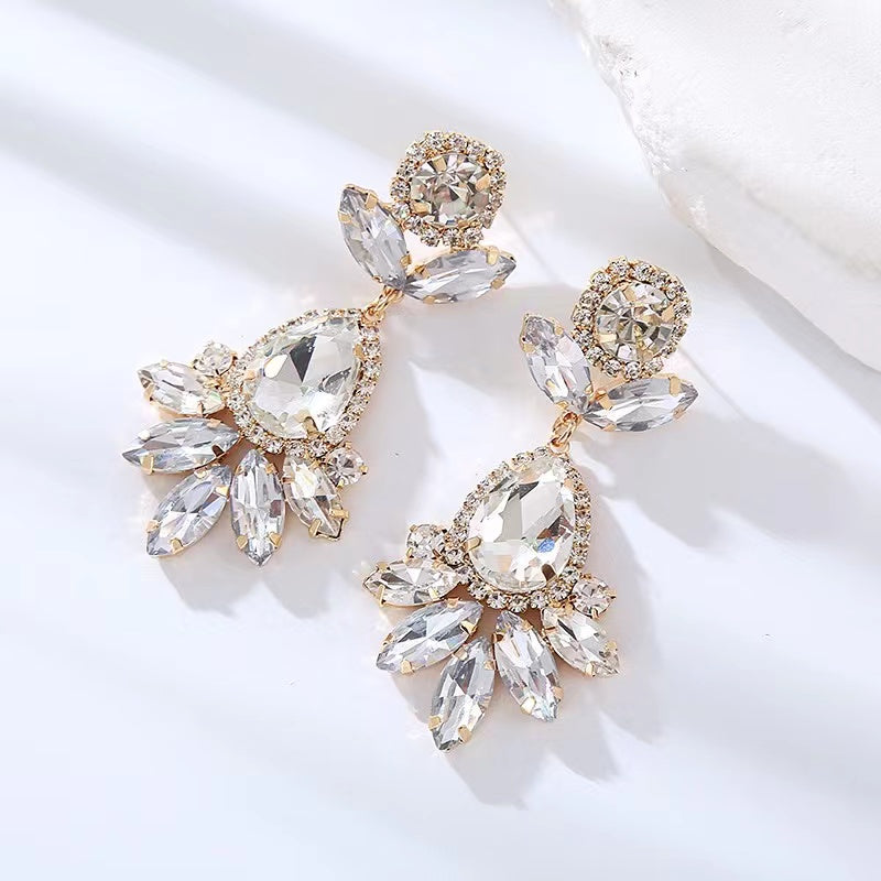 Fran Floral Crystal Statement Post Earrings