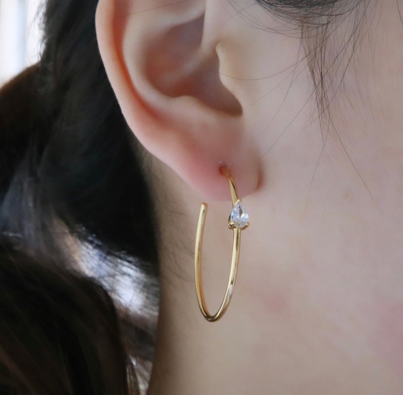 Cristina 18K Gold Plated CZ Stone Hoops