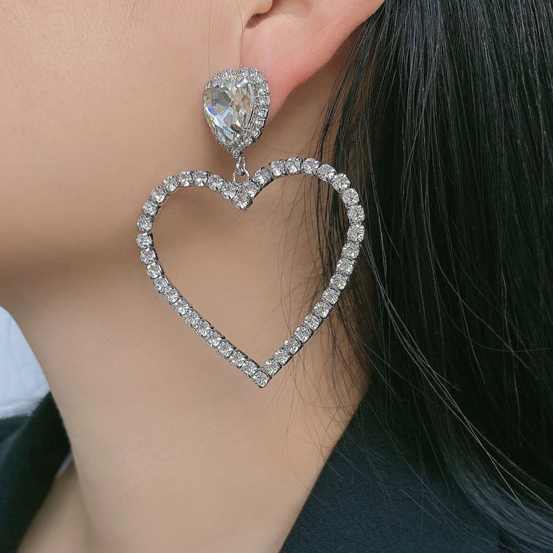 Harmony Rhinestone Statement Heart Sparkle Post Earrings