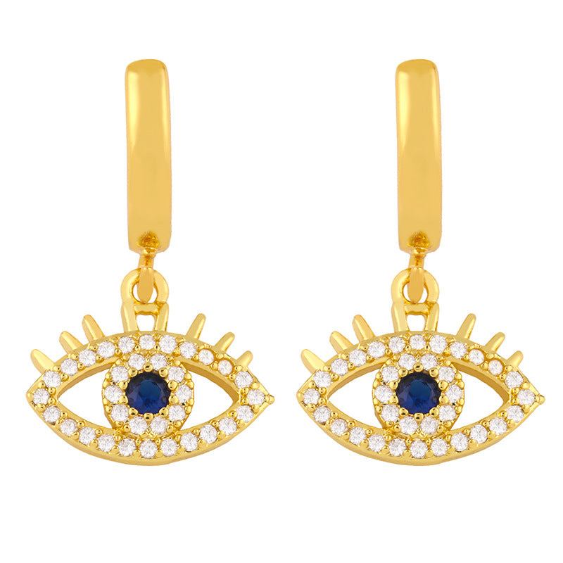 Amelia 18K Gold Plated Cubic Zirconia Evil Eye Huggie Hoop Earrings