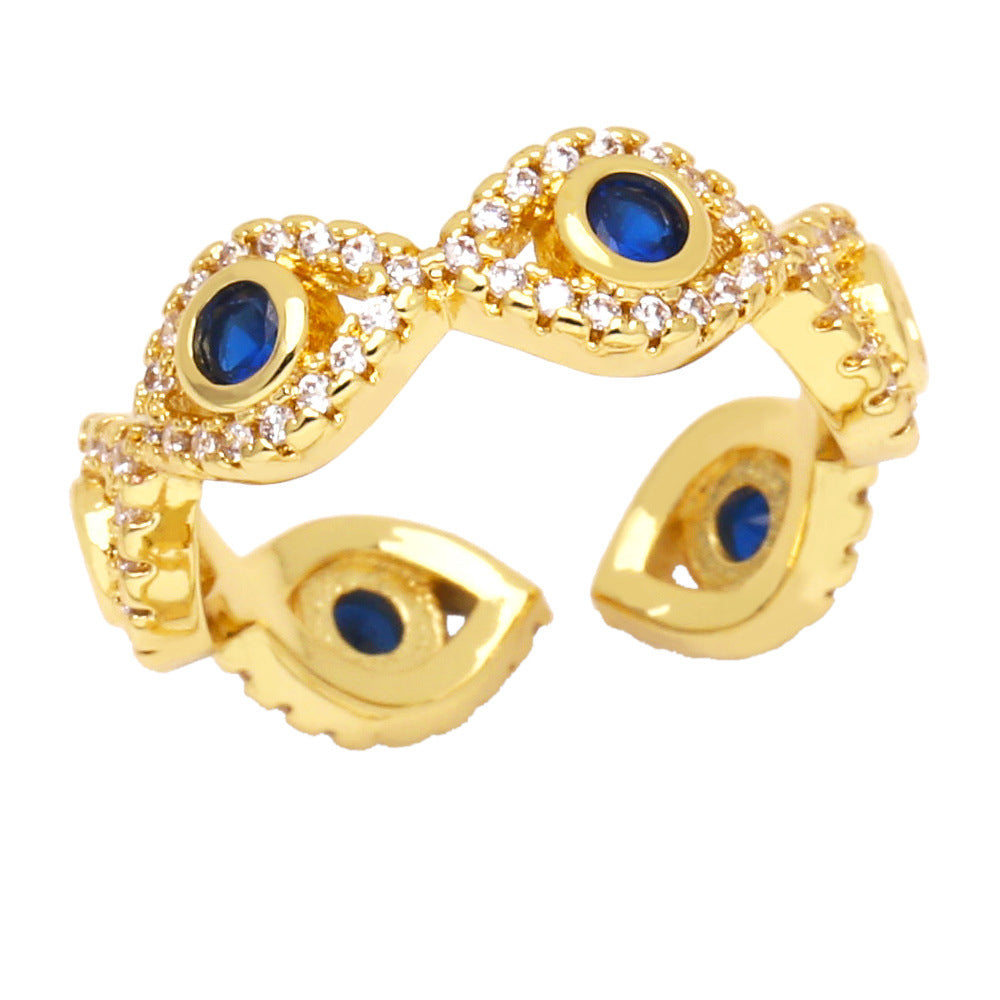 Arieta 18K Gold Plated Cubic Zirconia Evil Eye Ring