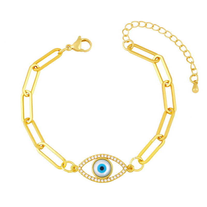 Batoul 18K Gold Plated Cubic Zirconia Enamel Evil Eye Bracelet