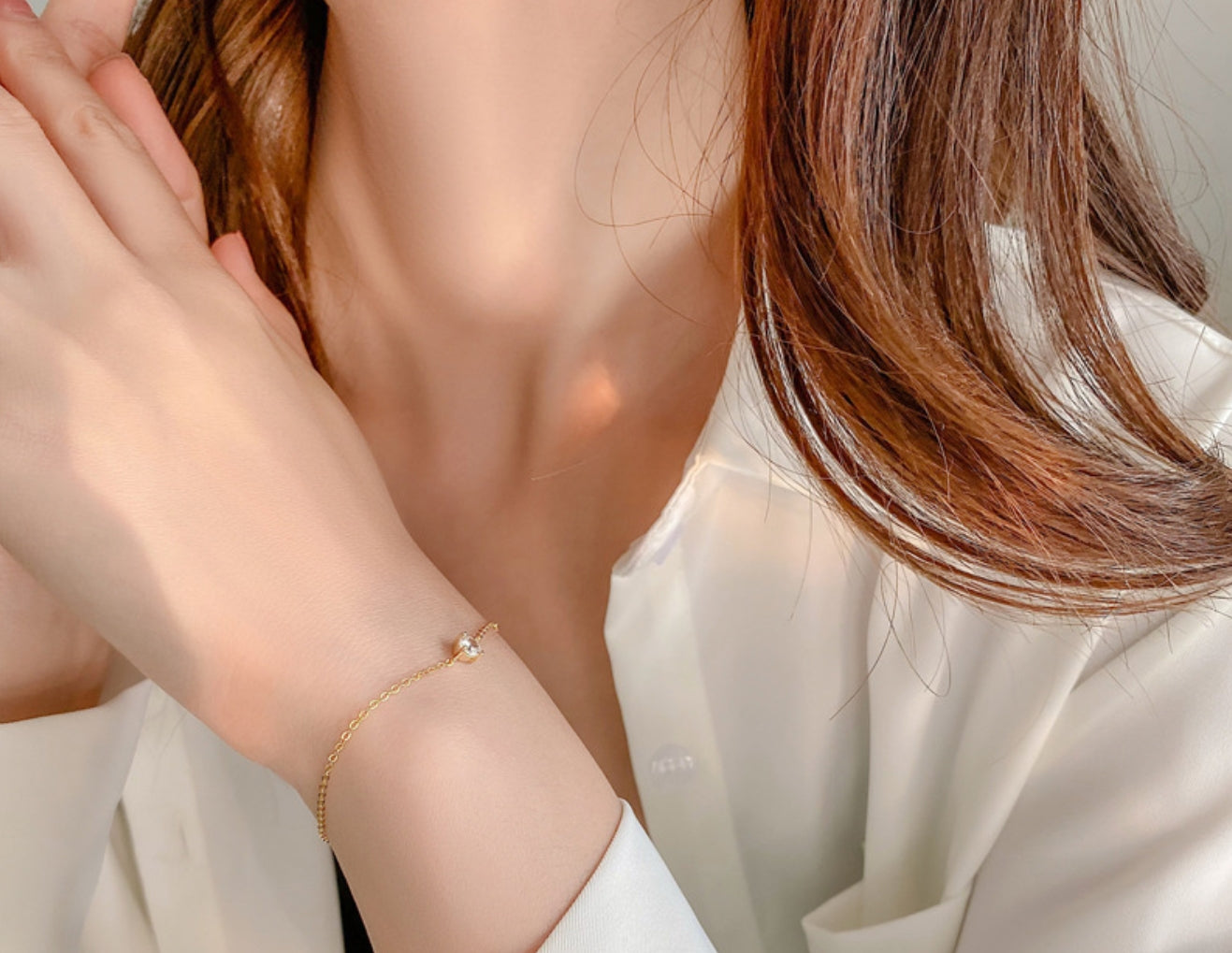 Mila 14K Gold/Rhodium Plated 925 Sterling Silver Cubic Zirconia Delicate Bracelet