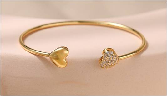 Hazel Pave Heart 18K Gold Plated Adjustable Bracelet Cuff
