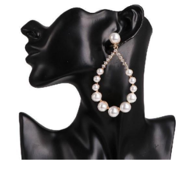 Paisley Pearl & Rhinestone Teardrop Post Earrings