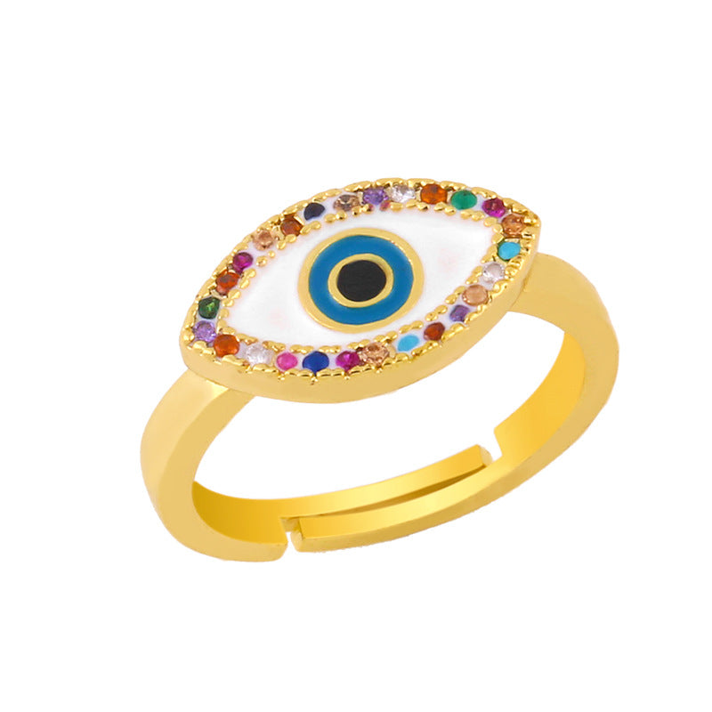Rawan 18K Gold Plated Enamel & Cubic Zirconia Ring