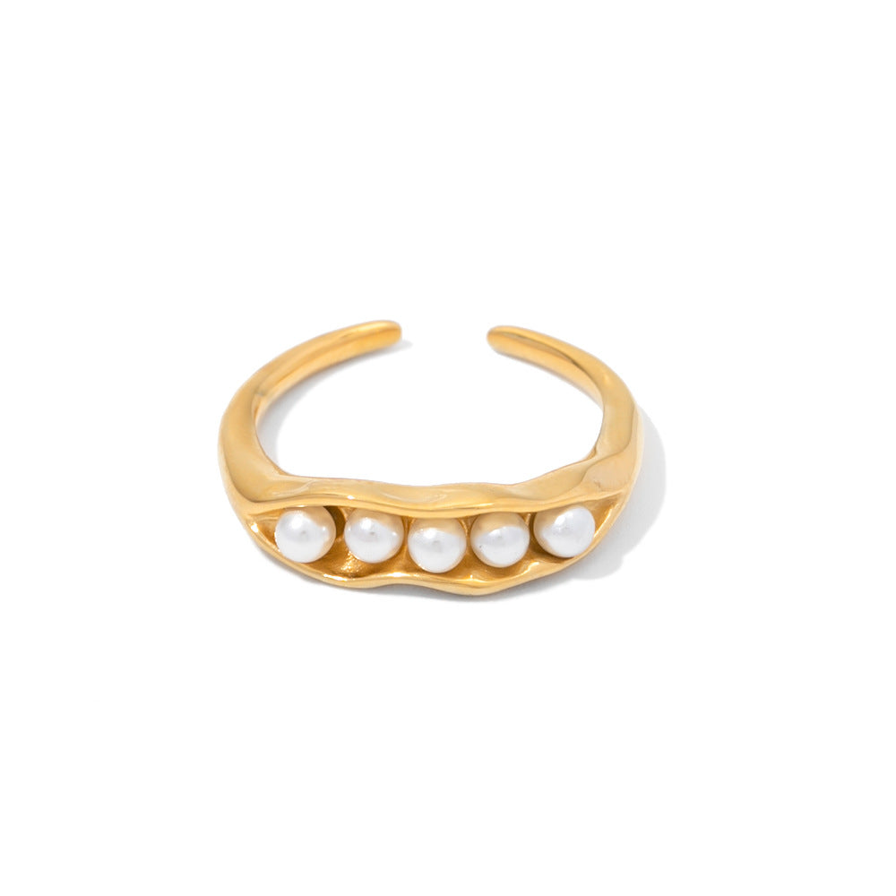 Ariel 18K Gold Plated Pearlescent Oyster Ring