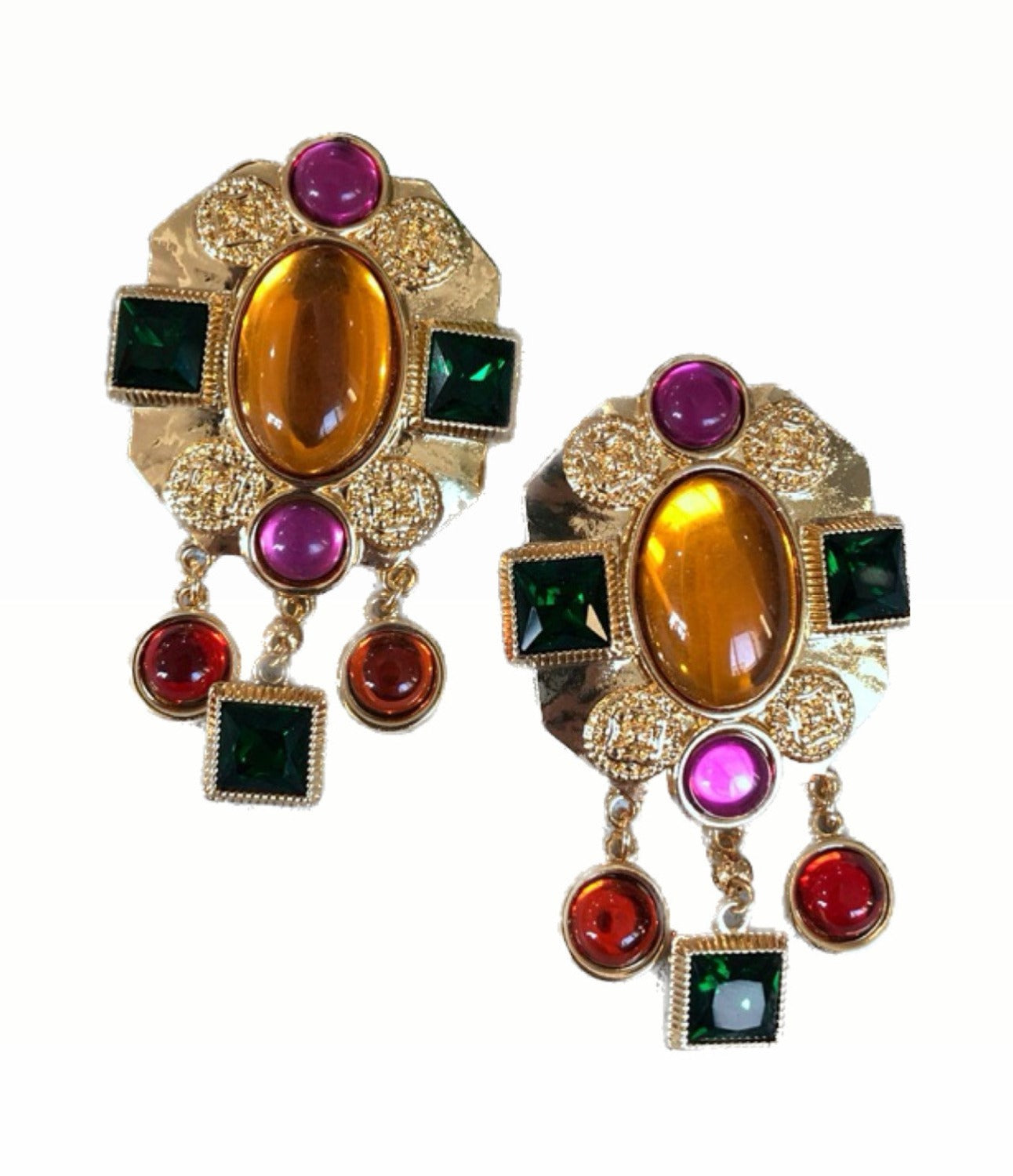 Edele 18K Gold Plated Vintage Gem Earrings