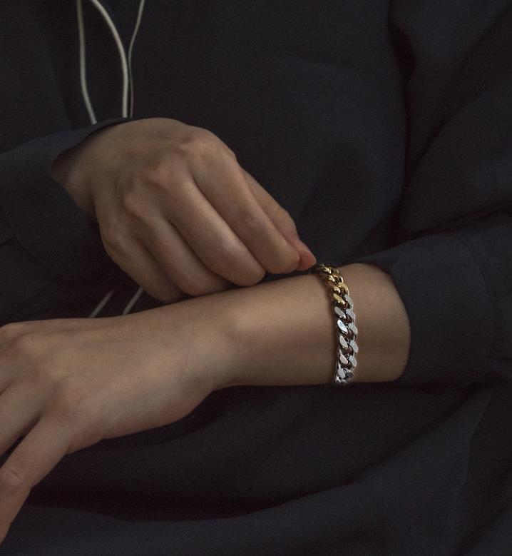 Aubrey 14K Two Tone Gold & Rhodium Plated Chain Bracelet