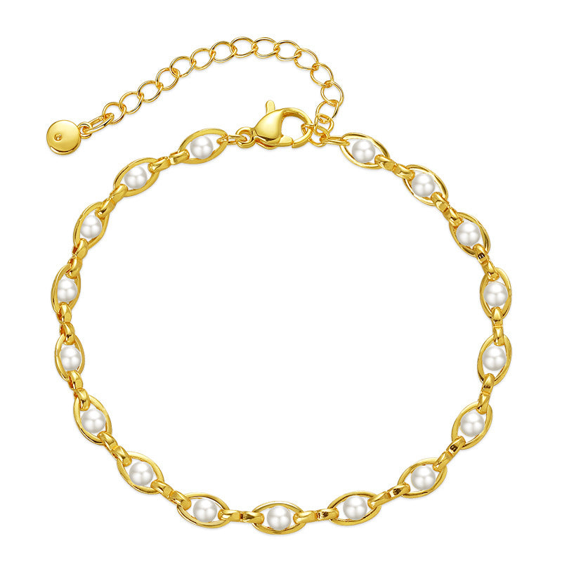 Catherine 18K Gold Plated Pearl Anklet