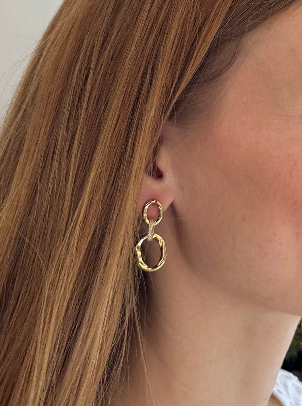 Thalia 14K Gold Pave Linear Link Earrings