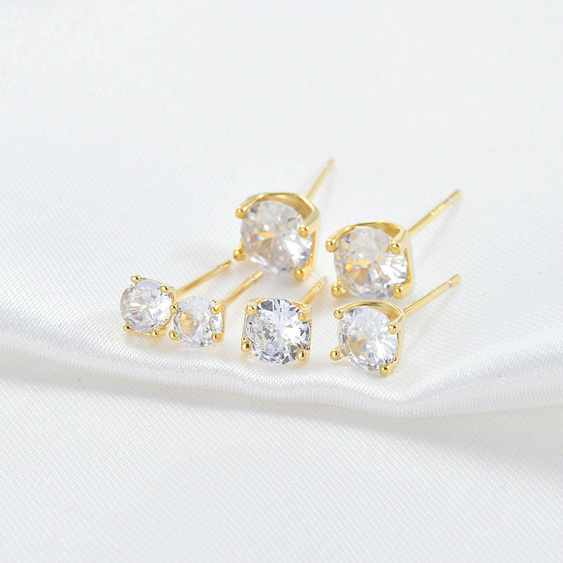 Jane 14K Gold Plated Cubic Zirconia 3 Piece Stud Set