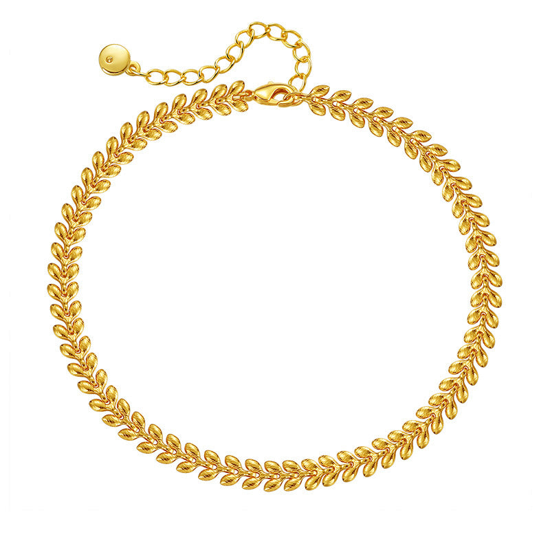 Lauretta 18K Gold Plated Leaf Anklet