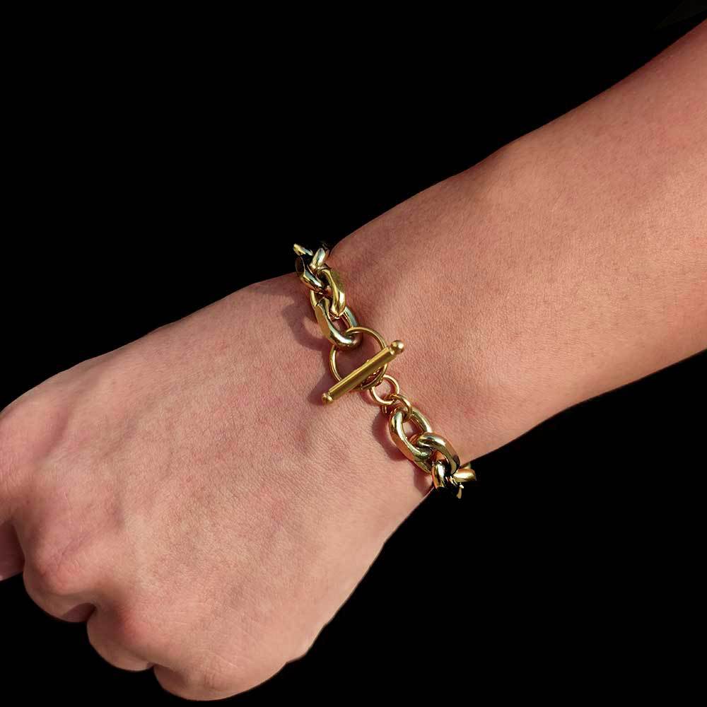 Lara 14K Gold Plated Link Toggle Bracelet