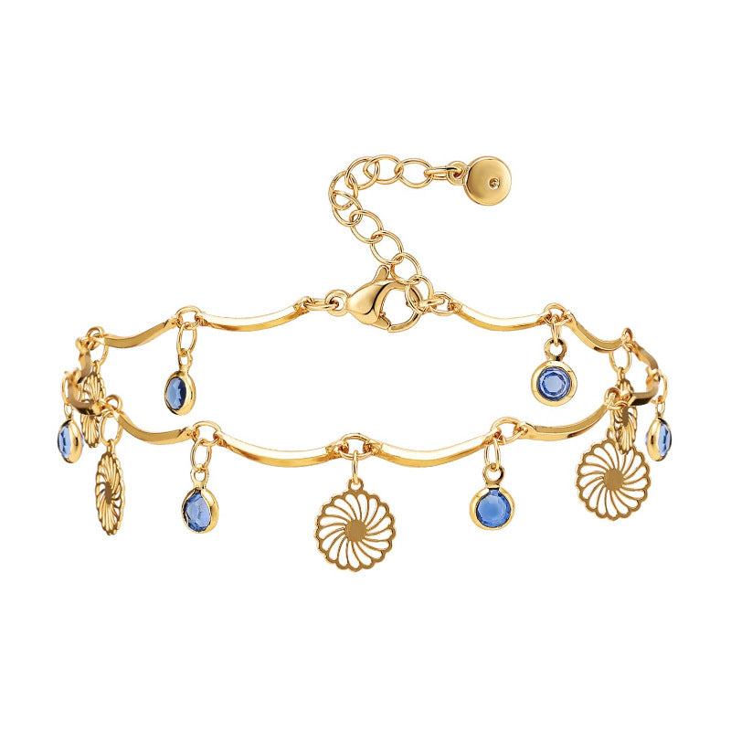 Priyanka 18K Gold Plated Floral Cubic Zirconia Charm Anklet