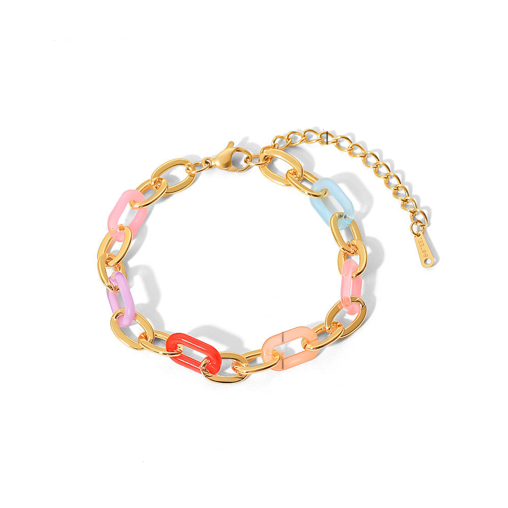 Sofia 18K Gold Plated Multi Colored Resin Link Bracelet