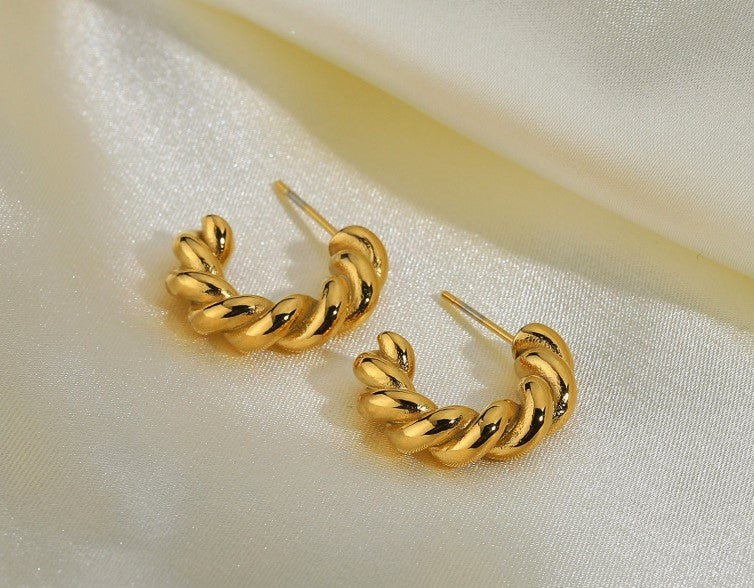 Morgane 18K Gold Plated Croissant Twist Hoop Earrings