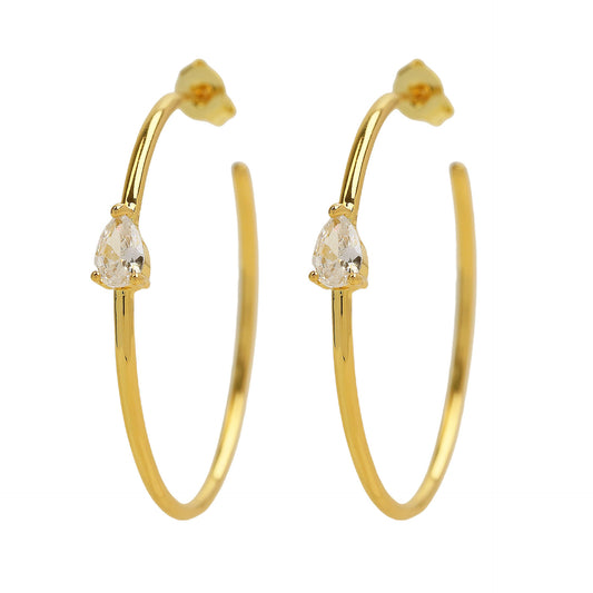 Cristina 18K Gold Plated CZ Stone Hoops