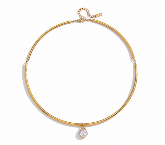 Kendall 18K Gold Plated CZ Teardrop Collar Necklace