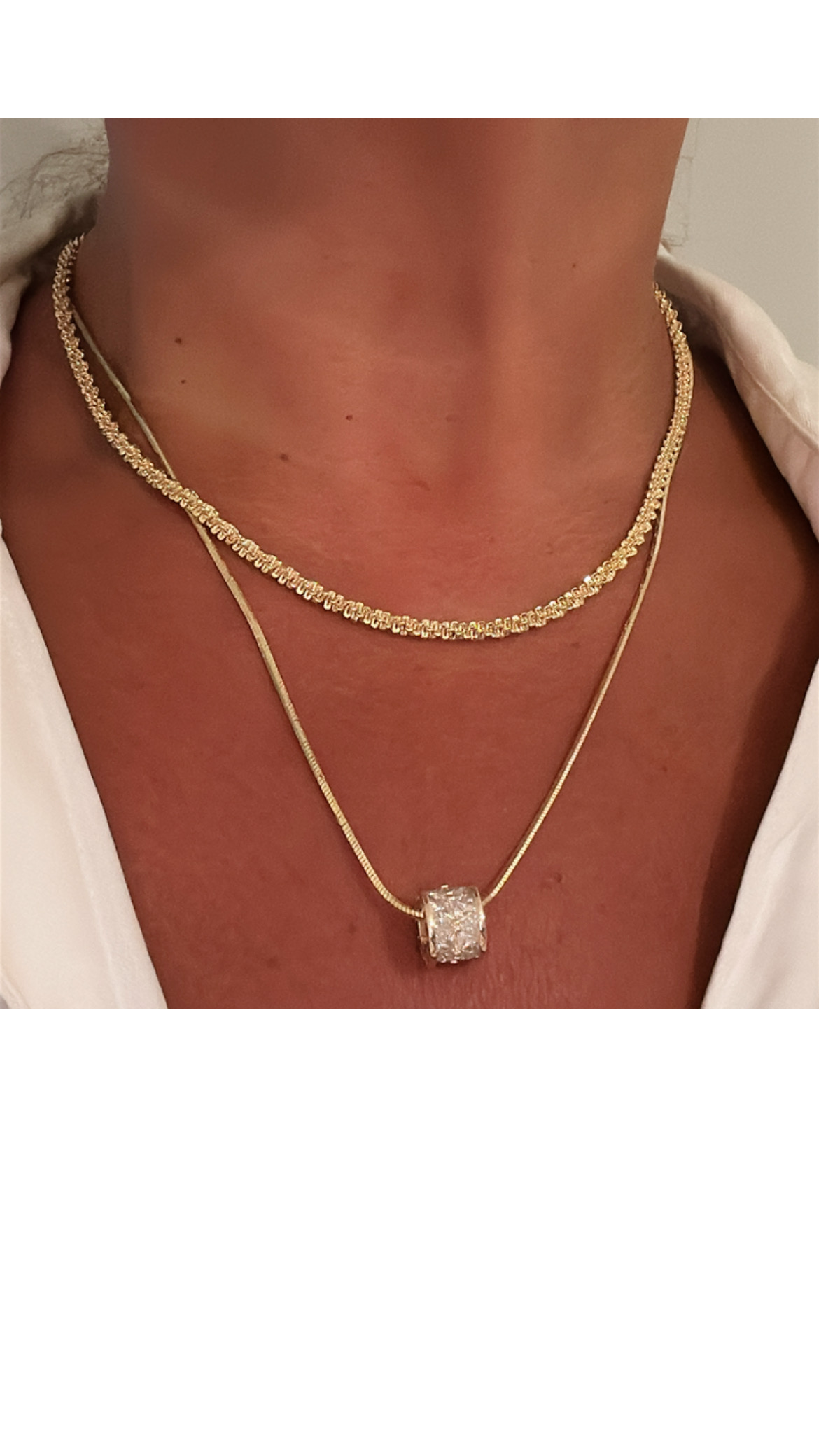 Blake 18K Gold Plated Two-In-One CZ Bale & Twisted Link Necklace