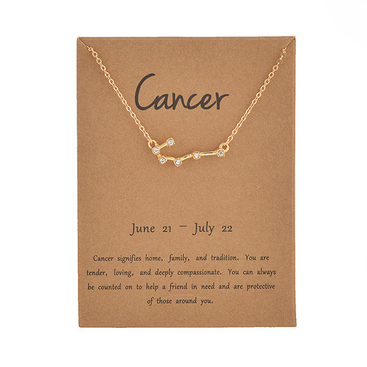Cancer 18K Gold Plated Dainty Zodiac Constellation Necklace