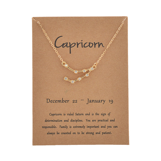Capricorn 18K Gold Plated Dainty Zodiac Constellation Necklace