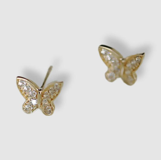 Motra 14K Gold Plated 925 Sterling Silver Cubic Zirconia Butterfly Earrings