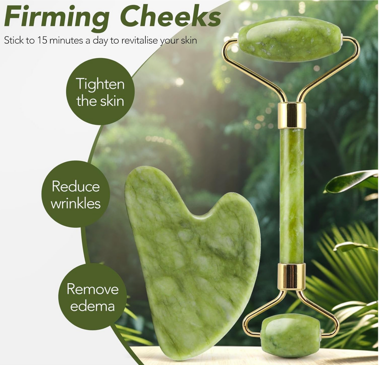 Jade Roller & Gua Sha Facial Tool Set