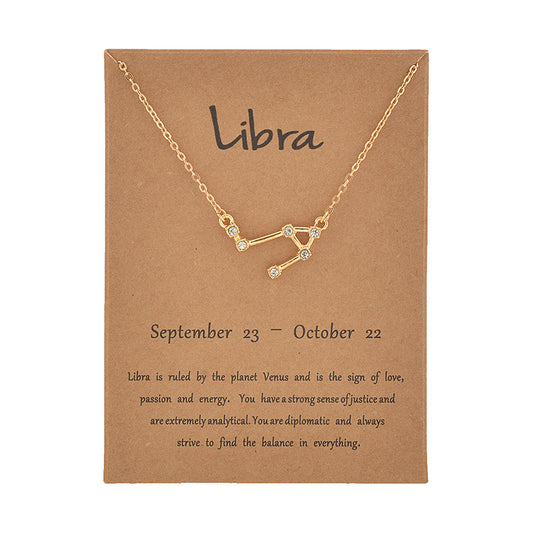 Libra 18K Gold Plated Dainty Zodiac Constellation Necklace